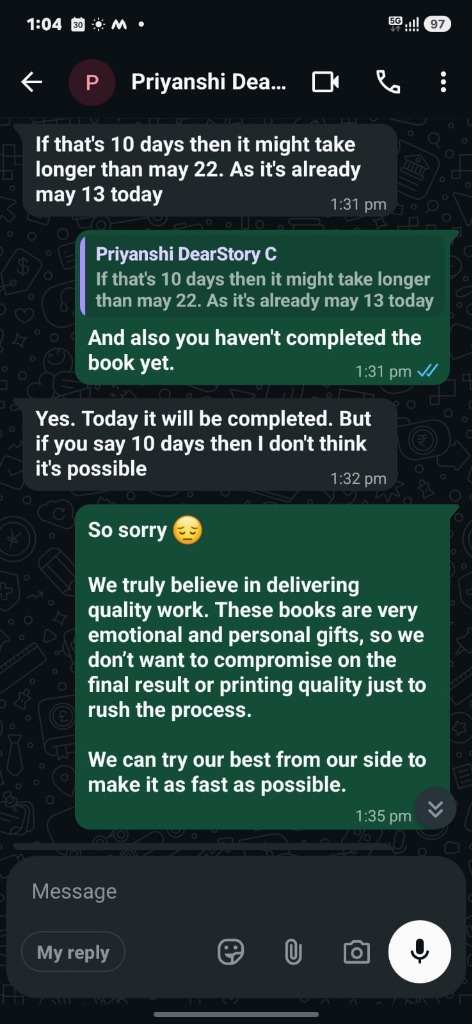 Priyanshi WhatsApp Chat Screenshot